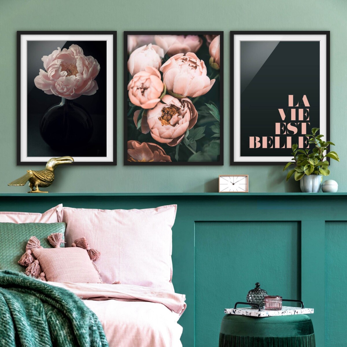 Bilderwand Schlafzimmer – Belles Fleurs