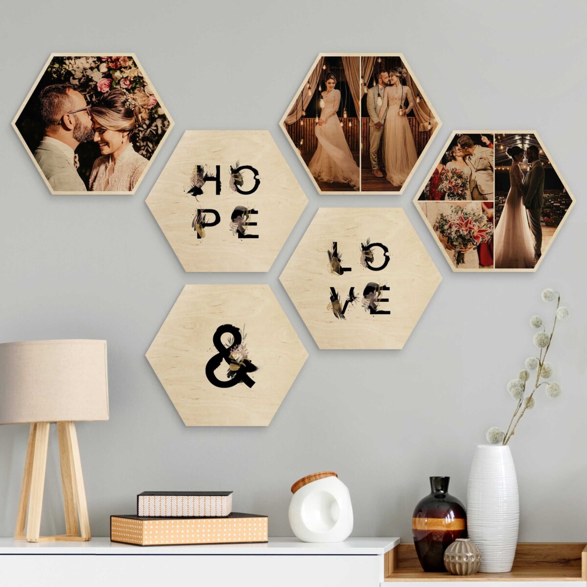 Personalisierte Weihnachtsgeschenke – Mehrteiliges Hexagon Bild Holz selbst gestalten