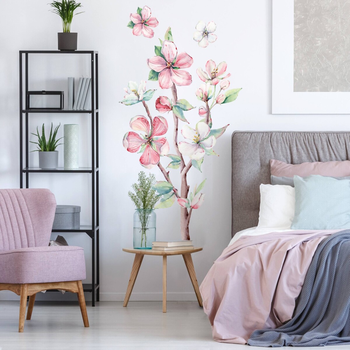 Wandfarbe Schlafzimmer Beispiele – Wandtattoo Kirschblütenzweig Aquarell