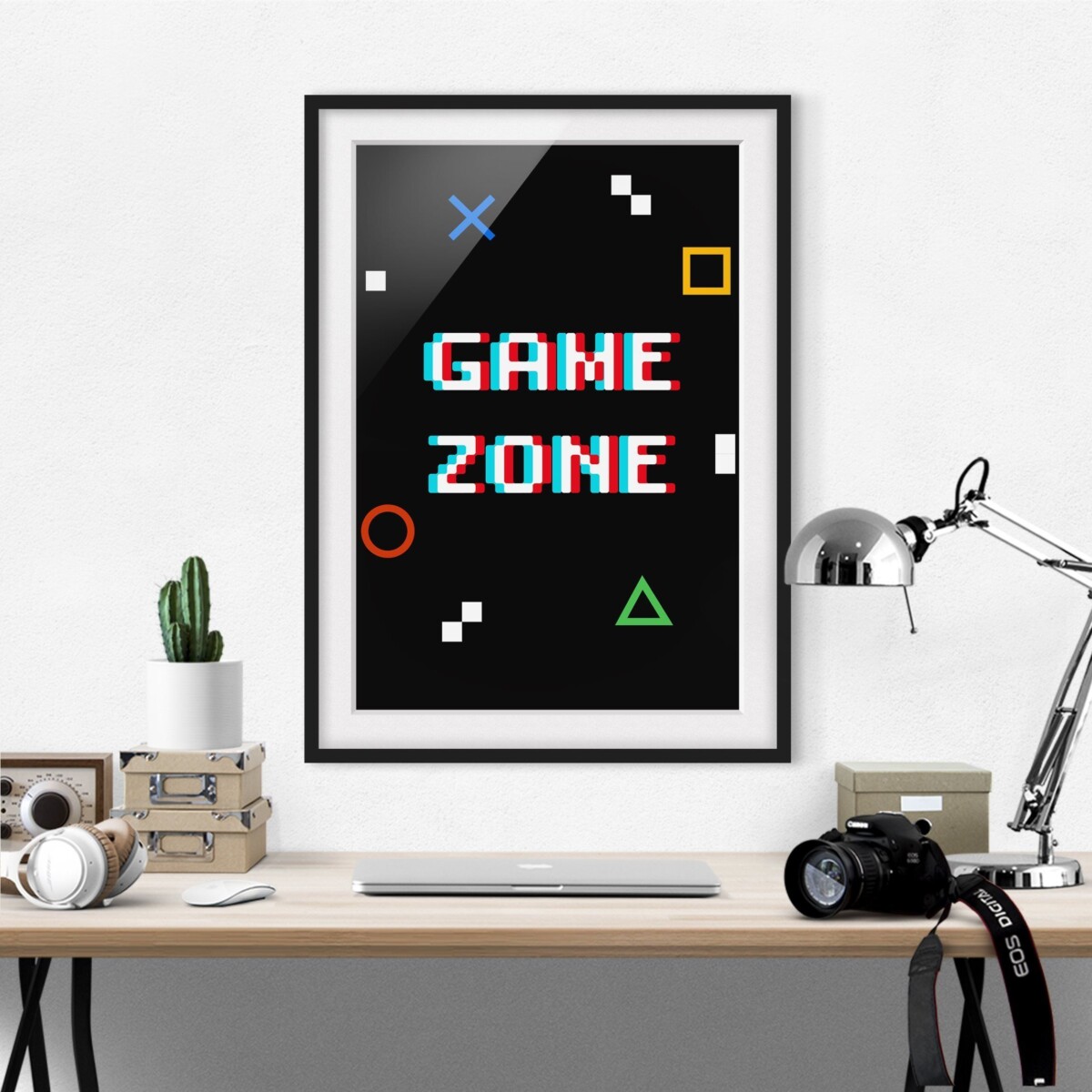 Gaming Zimmer Wand Ideen – Gerahmtes Bild Pixel Spruch Game Zone