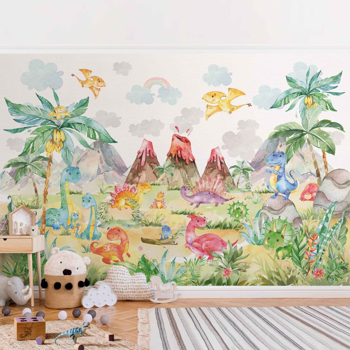 Wandgestaltung Kinderzimmer – Tapete Wilde Dinowelt