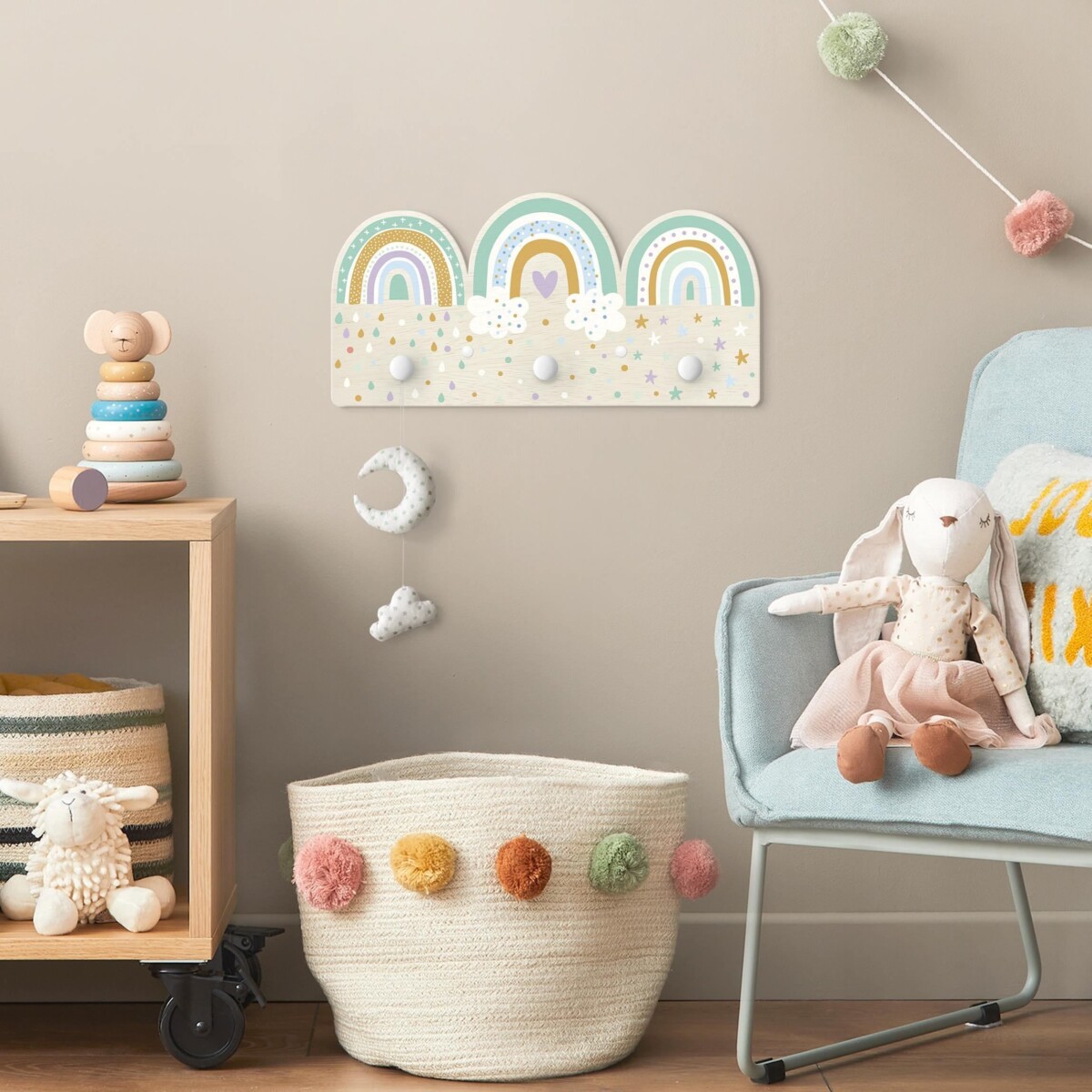 Kinderzimmer Ideen Junge – Kindergarderobe Regenbögen Pastell Mix