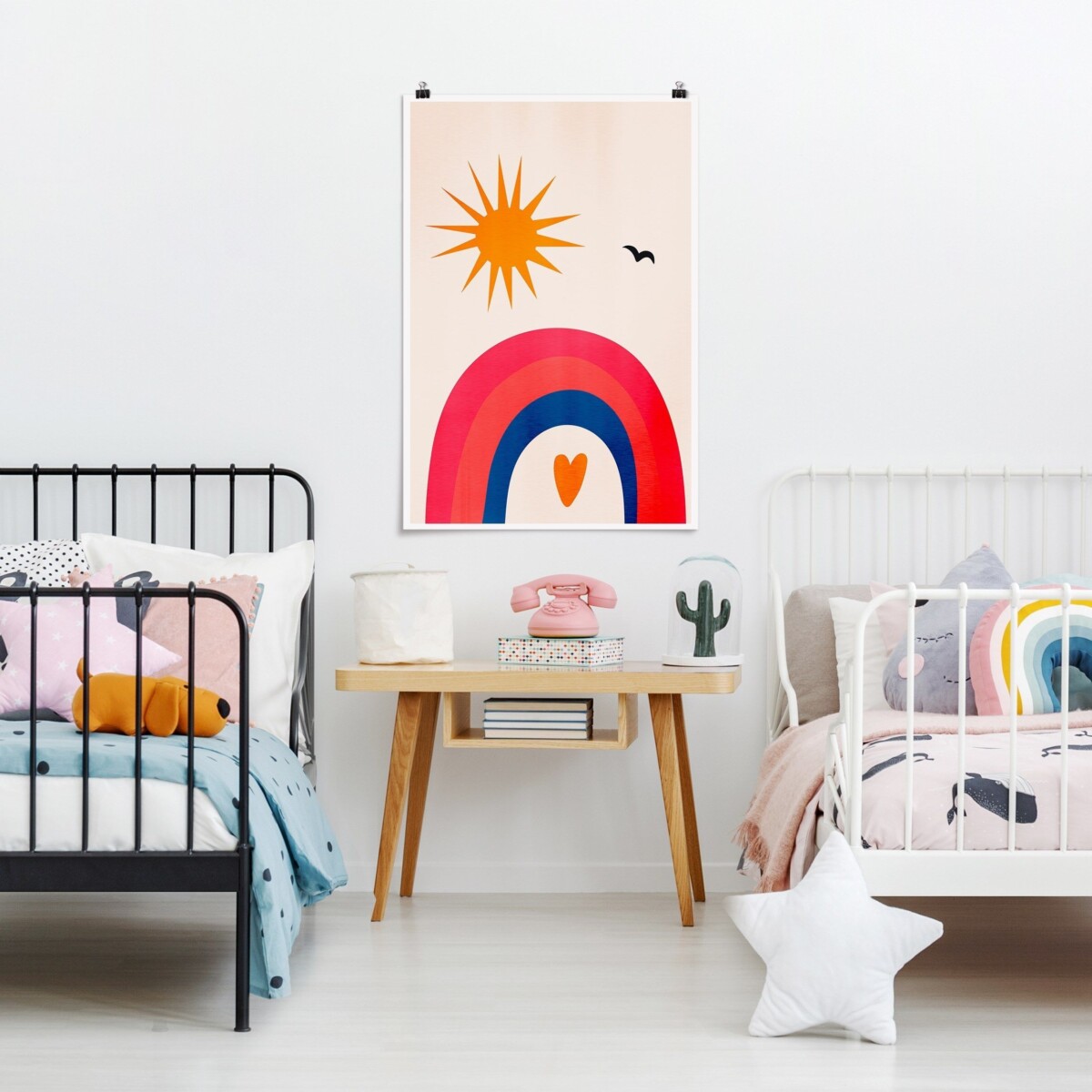 Wanddeko Kinderzimmer Junge – Poster Sonnenschein und Regenbogen